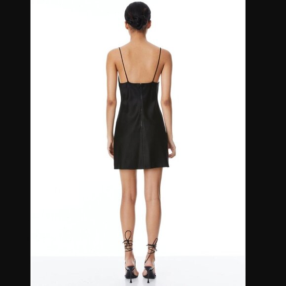 NWT Alice + Olivia Harmony Mini Slipdress, black, size 2 - Picture 2 of 7